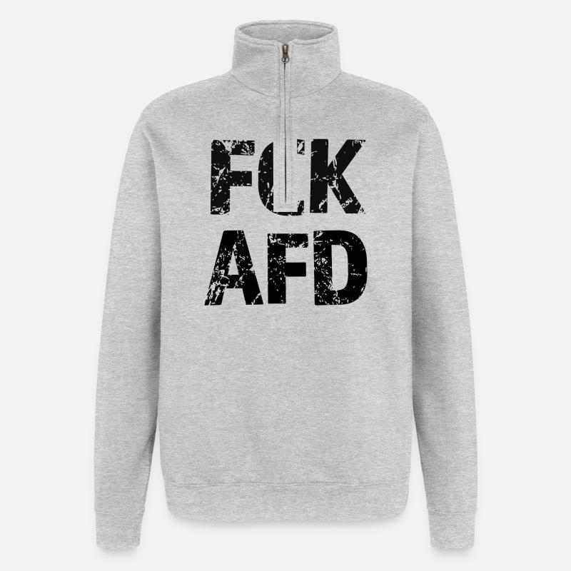 FCK AFD Bold Text Graphic - Quarter-Zip Sweatshirt - heather grey