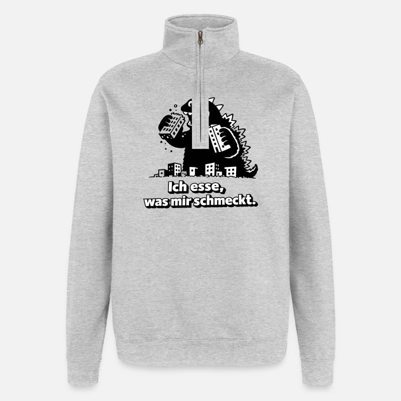 Monster eats what he likes - Quarter-Zip Sweatshirt - heather grey