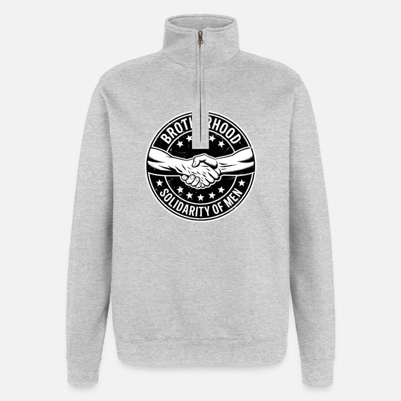 Fraternité Solidarité des Hommes - Sweat à zip 1/4 - gris chiné