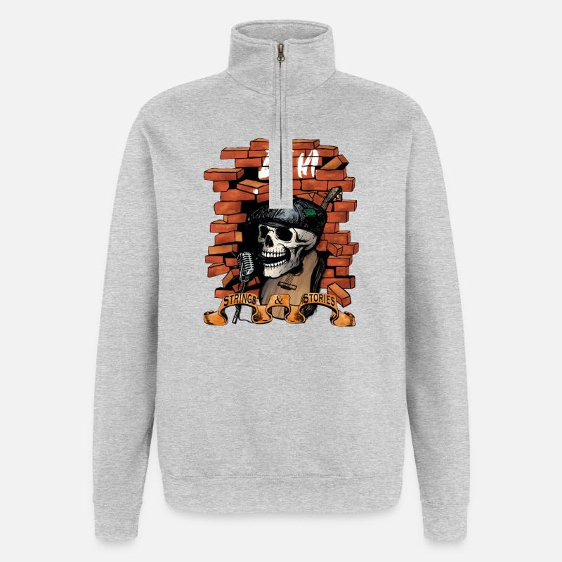 Upload_Logo - Sweat à zip 1/4 - gris chiné