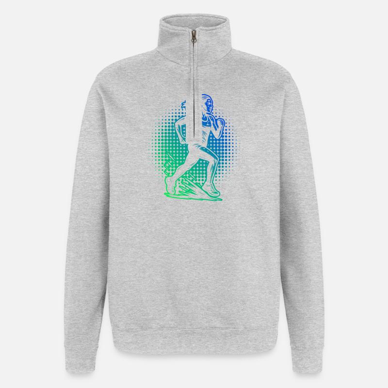 Compact running design for racing - Quarter-Zip Sweatshirt - heather grey