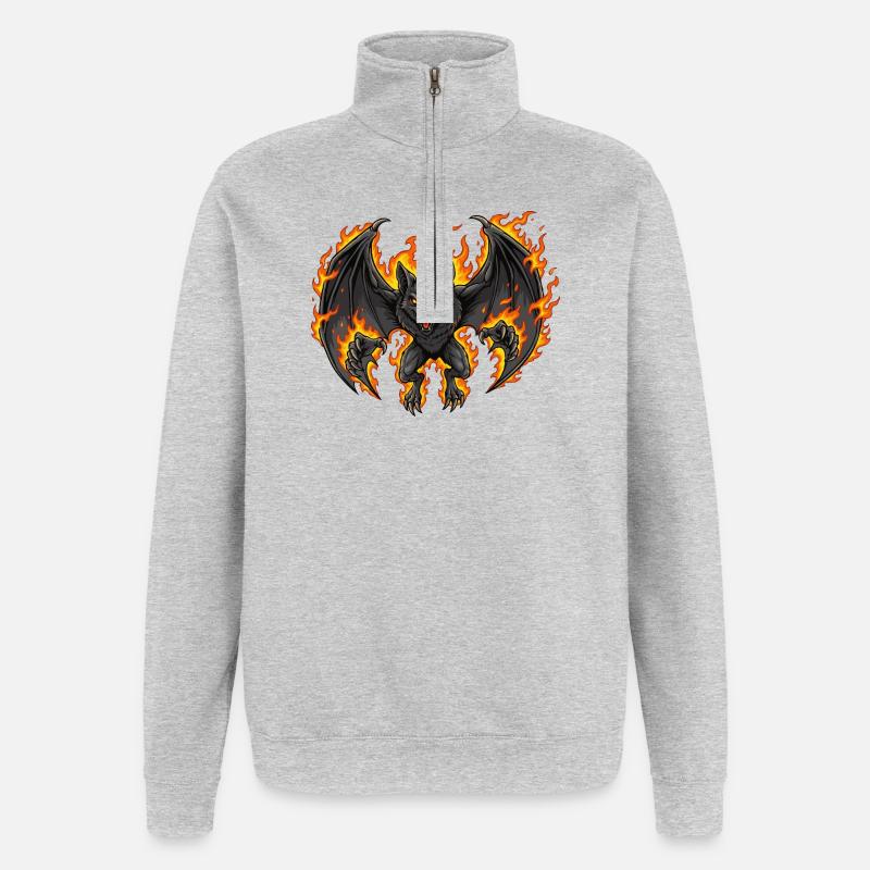 Bat on fire - Quarter-Zip Sweatshirt - heather grey