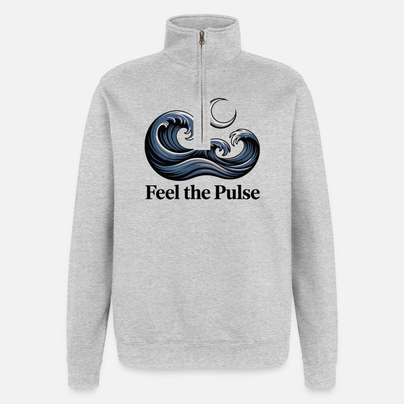 Moonlit Wave Crest - Quarter-Zip Sweatshirt - heather grey