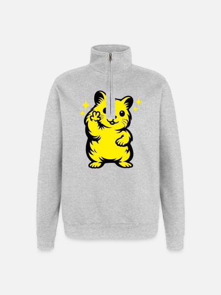 Hamster Cartoon - Quarter-Zip Sweatshirt - heather grey