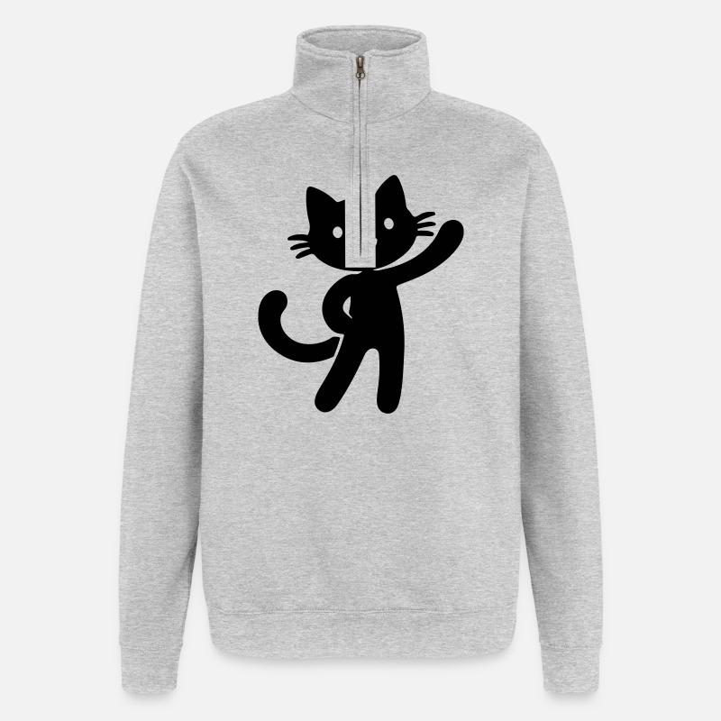 Chat mignon - Sweat à zip 1/4 - gris chiné