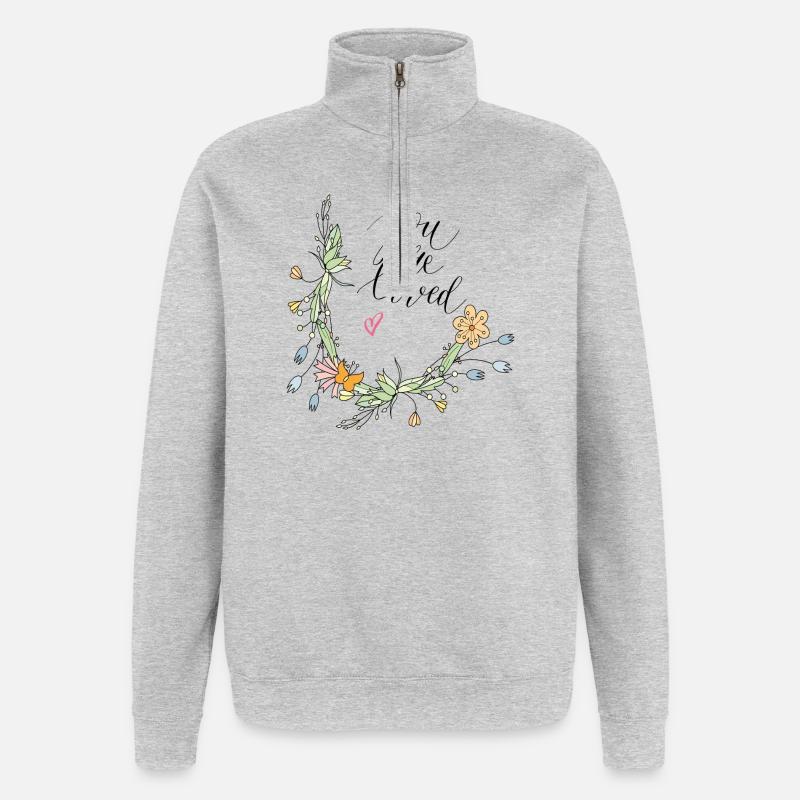 Vrille de fleur - Sweat à zip 1/4 - gris chiné
