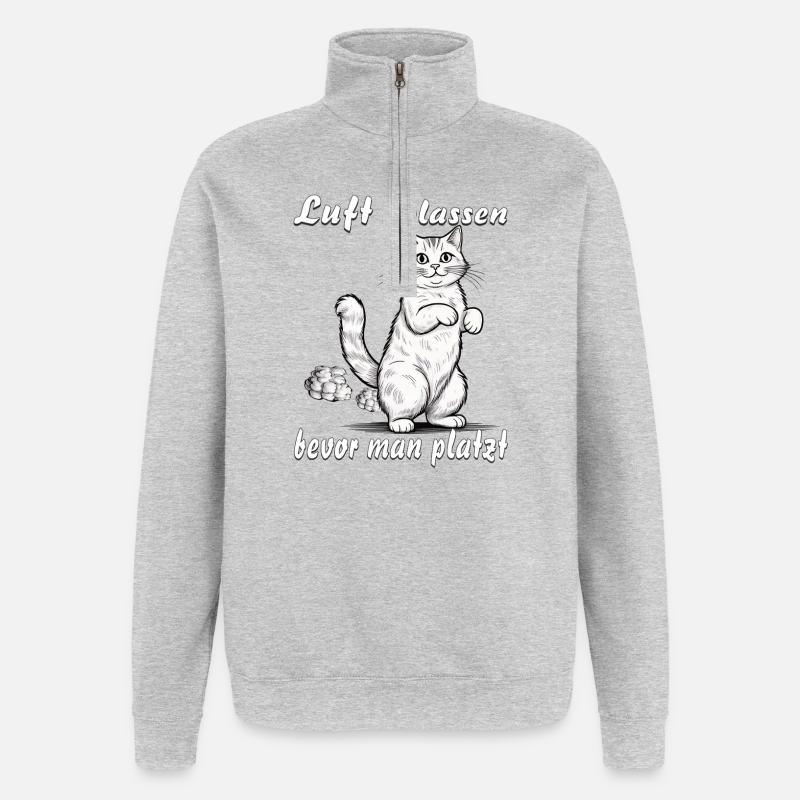 CAT Deflate before bursting - Quarter-Zip Sweatshirt - heather grey