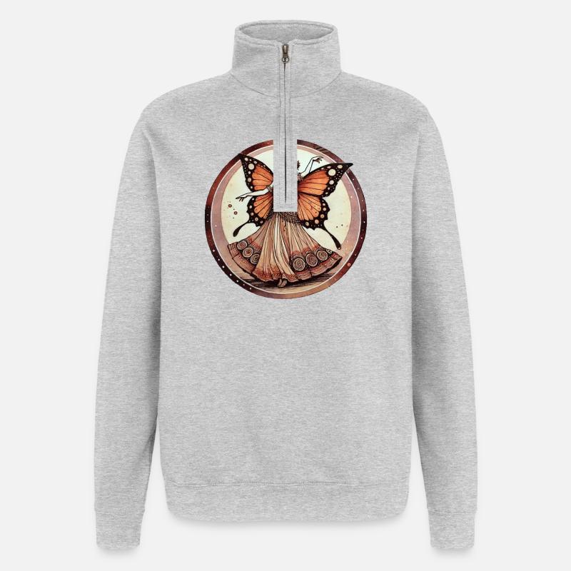 Fée Papillon dans le Gala Circulaire - Sweat à zip 1/4 - gris chiné