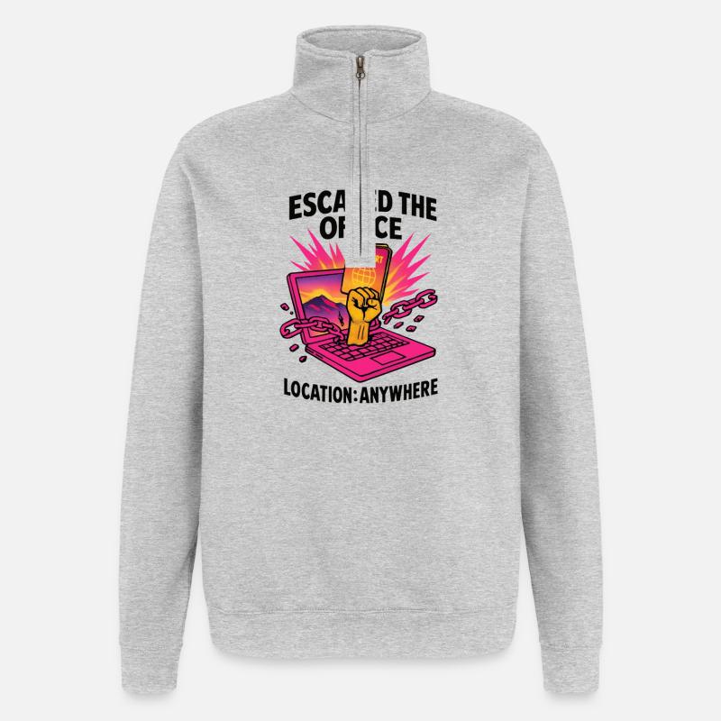 Telearbeit – Telearbeit – Voll-Fernarbeit - Quarter-Zip-Sweatshirt - Grau meliert