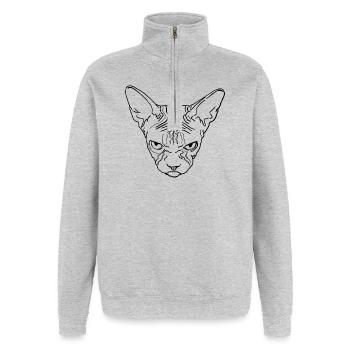 Sphinxkopf - Quarter-Zip-Sweatshirt - Grau meliert - Vorne - AI Model Female 172 light (172cm) & AI Model Male 178 dark (178cm)