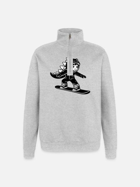Snowboard Dragon Boy - Quarter-Zip Sweatshirt - heather grey