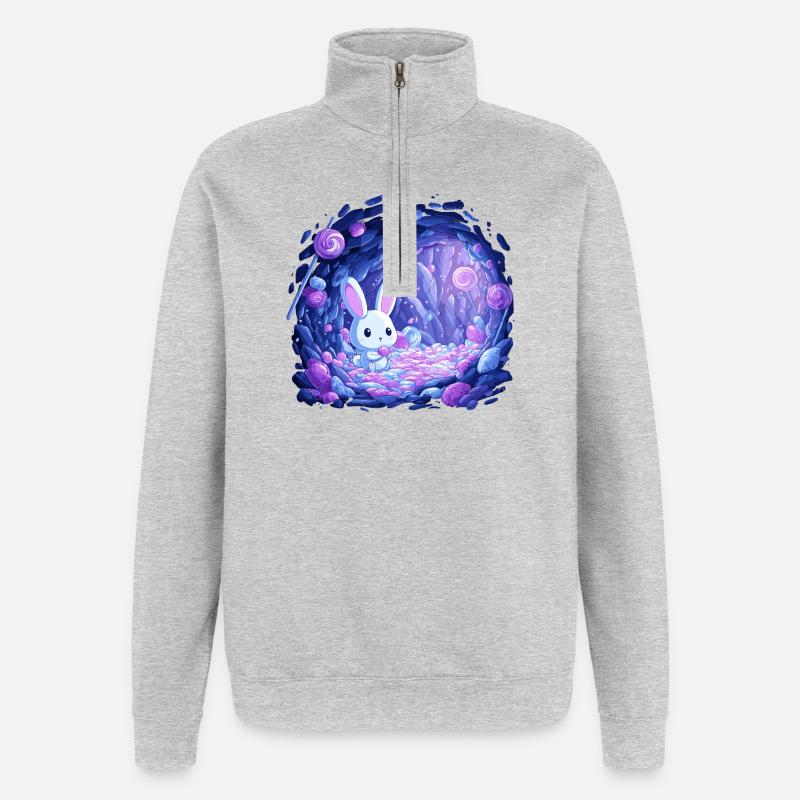Sugar Cave Bunny in Candy Light - Quarter-Zip Sweatshirt - heather grey