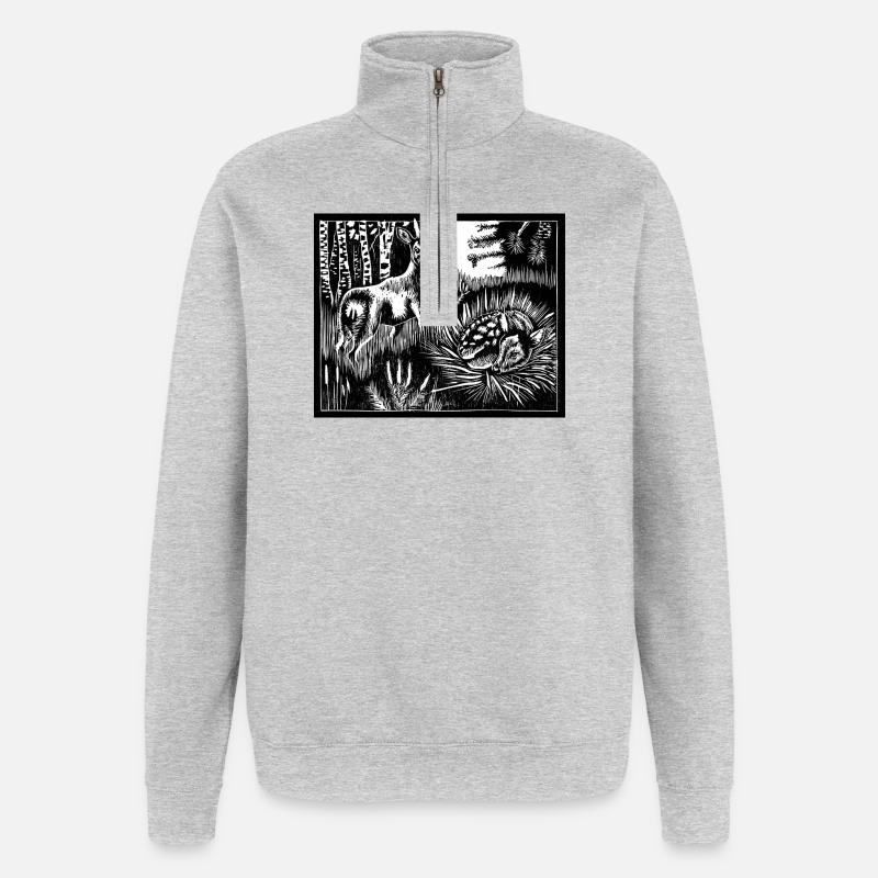Alfabeest-Rehe - Quarter-Zip-Sweatshirt - Grau meliert
