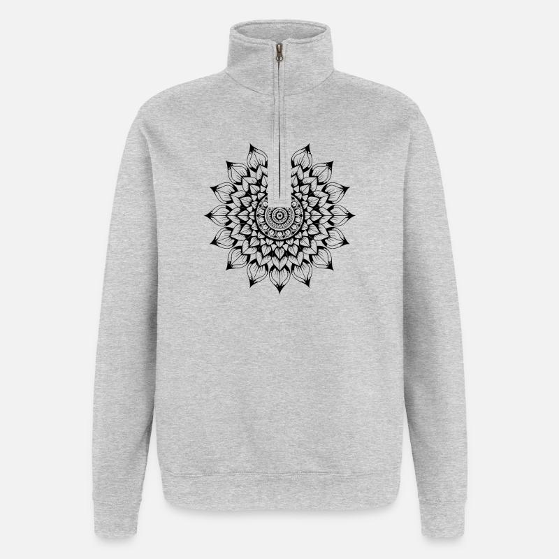 mandala - Sweat à zip 1/4 - gris chiné