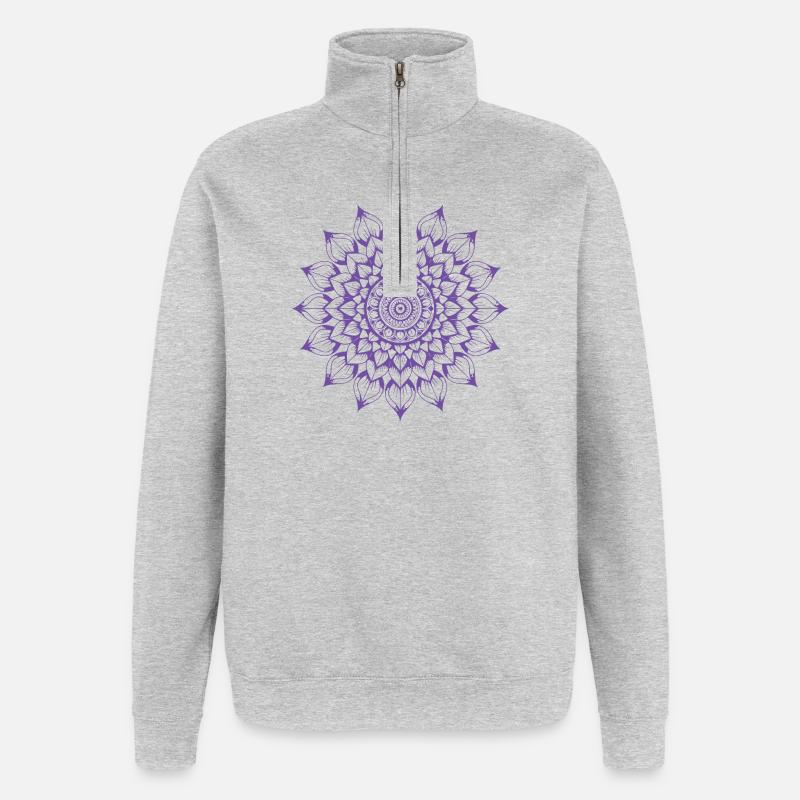 mandala - Sweat à zip 1/4 - gris chiné