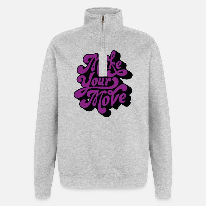 Mach deinen Zug retro - Quarter-Zip-Sweatshirt - Grau meliert