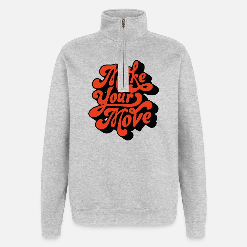 Script rétro de Faire ton Coup - Sweat à zip 1/4 - gris chiné