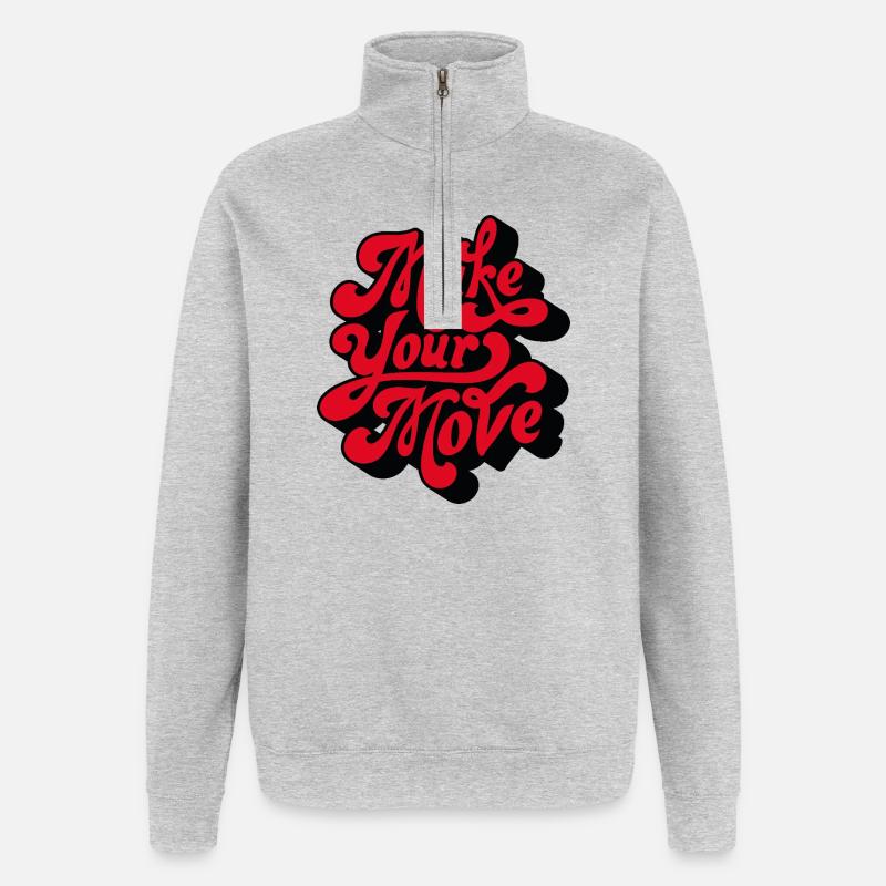 Make Your Love Retro Script - Quarter-Zip Sweatshirt - heather grey