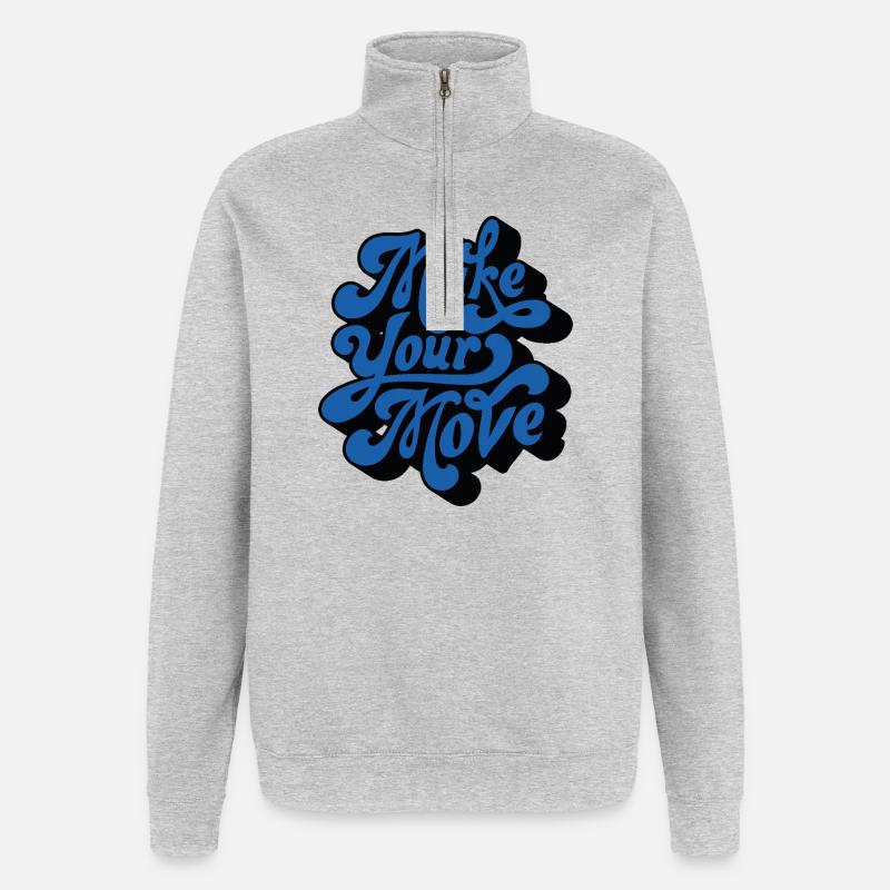 Faites votre mouvement – Style rétro - Sweat à zip 1/4 - gris chiné