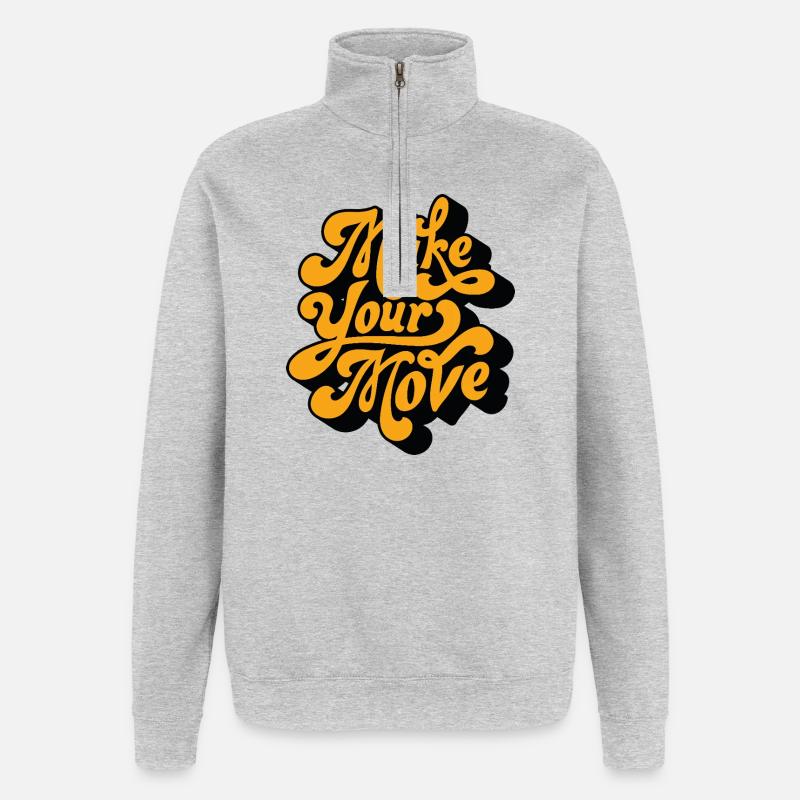 Make Your Move Retro-Skript - Quarter-Zip-Sweatshirt - Grau meliert