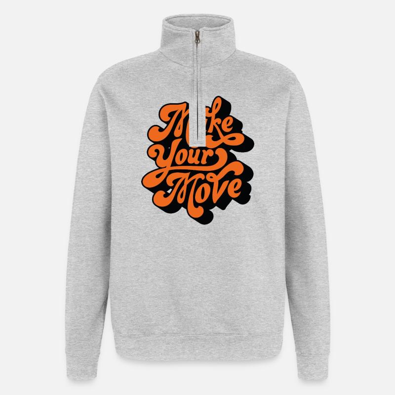 Mach deinen Zug - Quarter-Zip-Sweatshirt - Grau meliert