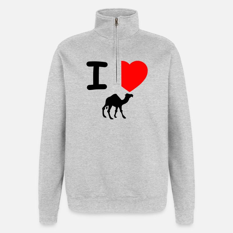 Dromedar - Quarter-Zip-Sweatshirt - Grau meliert