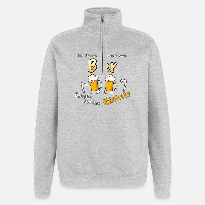 Noch ein Bier, bitte - Quarter-Zip-Sweatshirt - Grau meliert