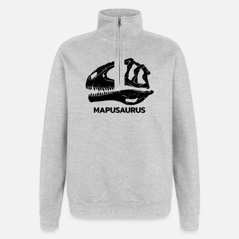 Mapusaurus Fossil Skull - Quarter-Zip Sweatshirt - heather grey