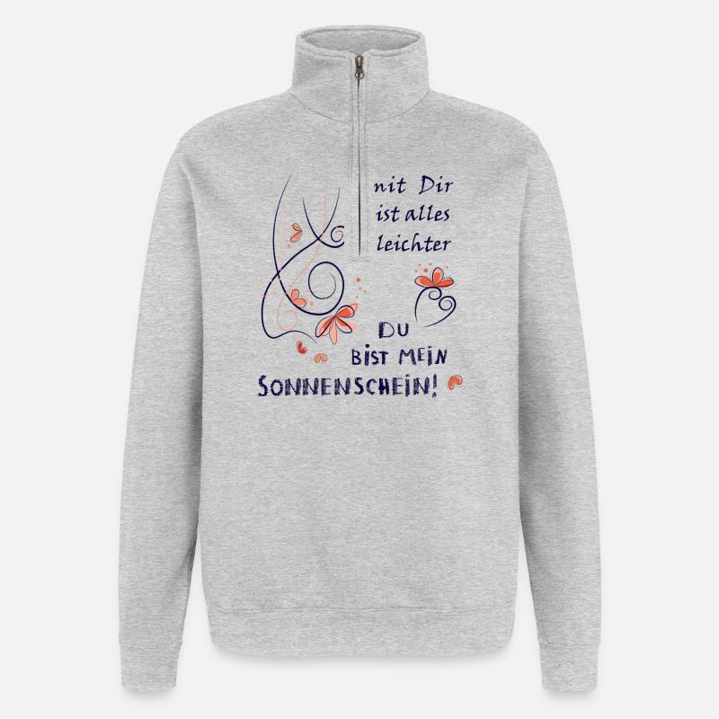 Tu es mon rayon de soleil - Sweat à zip 1/4 - gris chiné