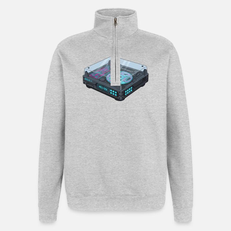 Futuristic Turntable Cool Modern Design - Quarter-Zip Sweatshirt - heather grey