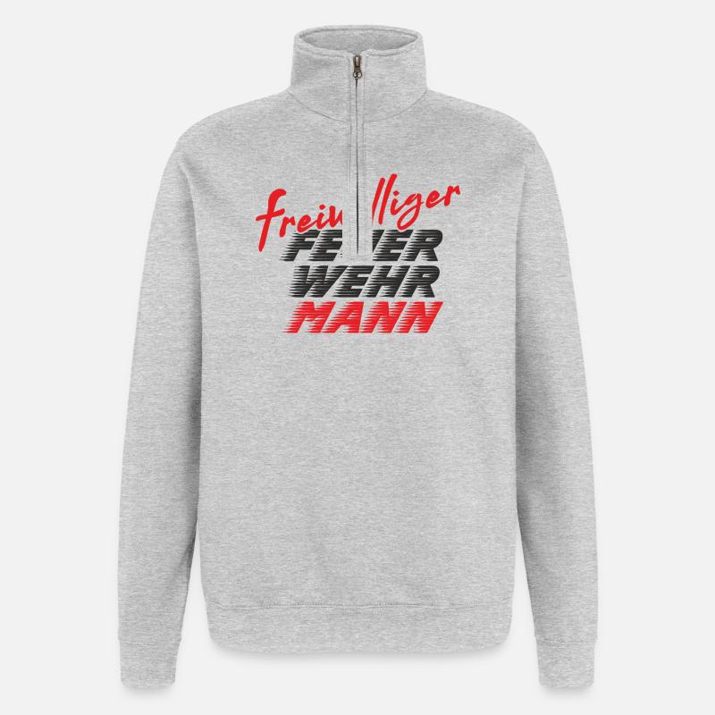 Pompier - Sweat à zip 1/4 - gris chiné
