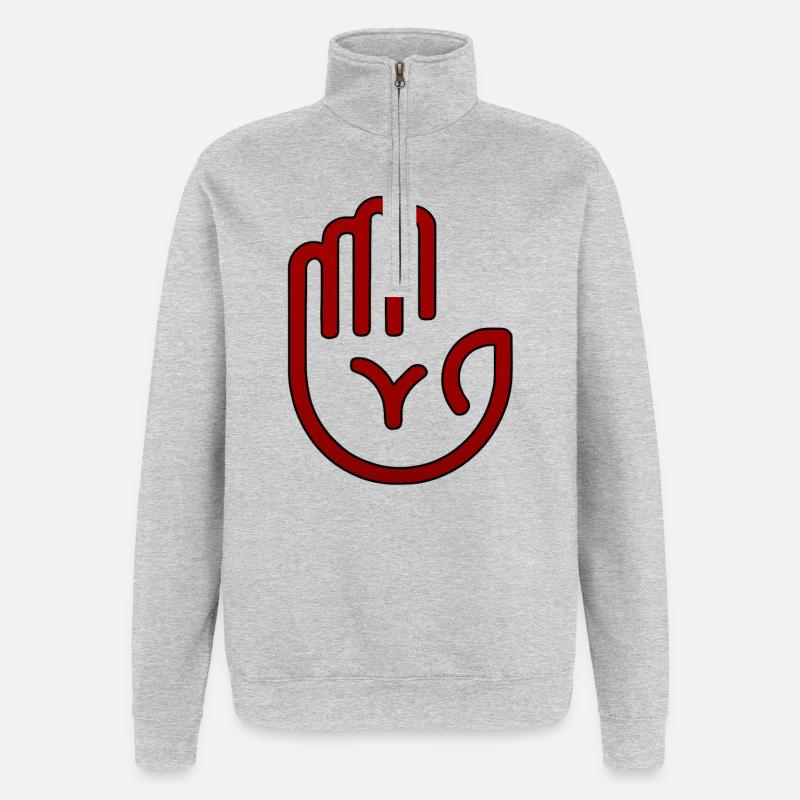 Empreinte de main Red Minimal - Sweat à zip 1/4 - gris chiné