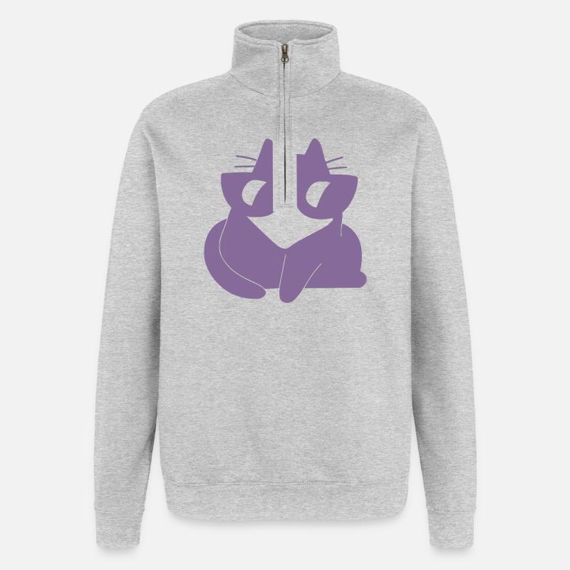 Chat Câlin Violet Chat de rêve - Sweat à zip 1/4 - gris chiné