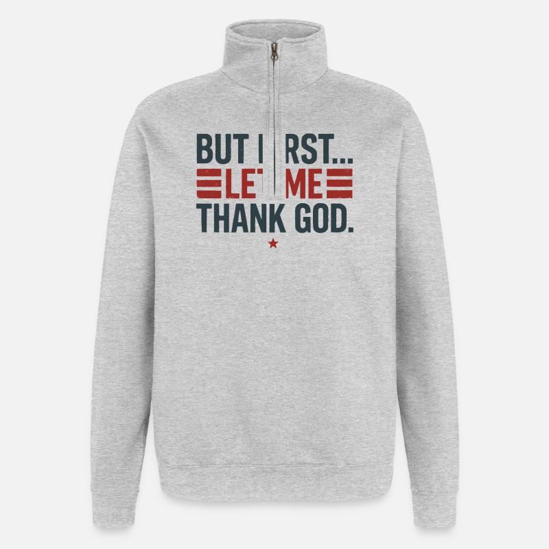 Mais d’abord, Dieu merci - Sweat à zip 1/4 - gris chiné