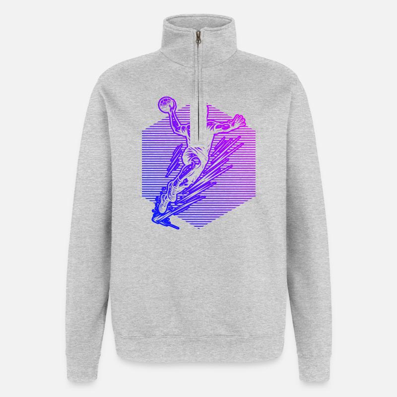 Message clair de handball pour hommes - Sweat à zip 1/4 - gris chiné