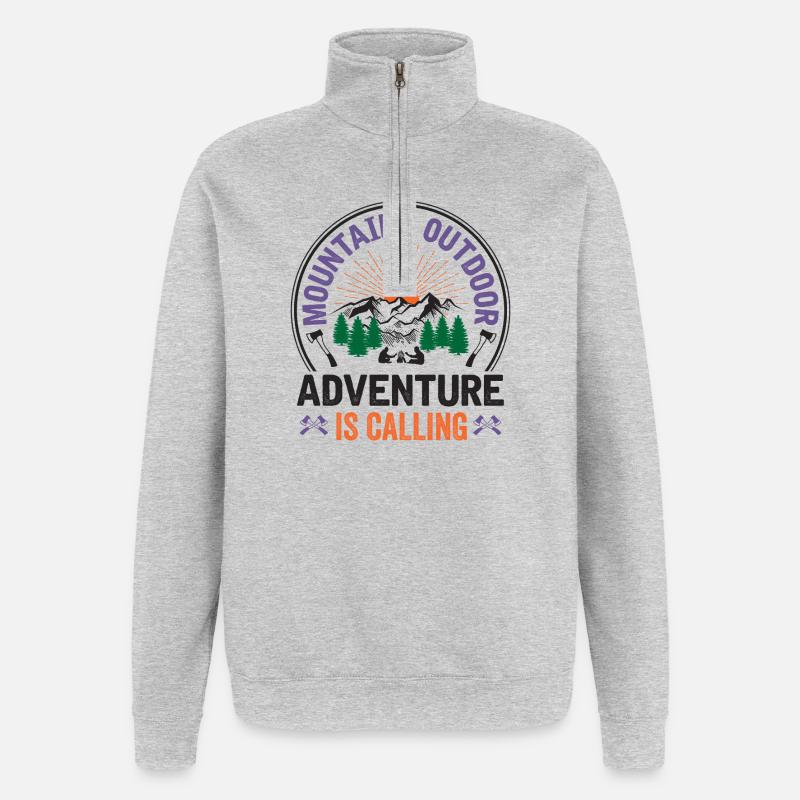 Berge – Das Abenteuer ruft - Quarter-Zip-Sweatshirt - Grau meliert