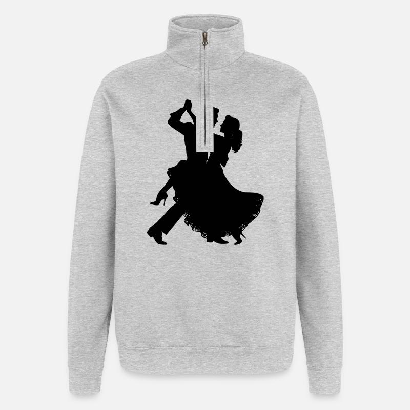 Dancing Couple Silhouette | Elegant dance motif - Quarter-Zip Sweatshirt - heather grey