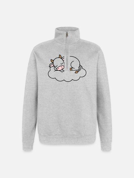 Sleeping Cow Cloud Dream Baby - Quarter-Zip Sweatshirt - heather grey