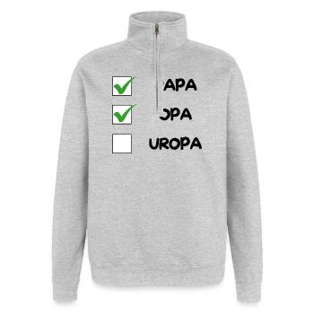 Liste de contrôle OPA - Sweat à zip 1/4 - gris chiné - Devant - AI Model Female 172 light (172cm) & AI Model Male 178 dark (178cm)