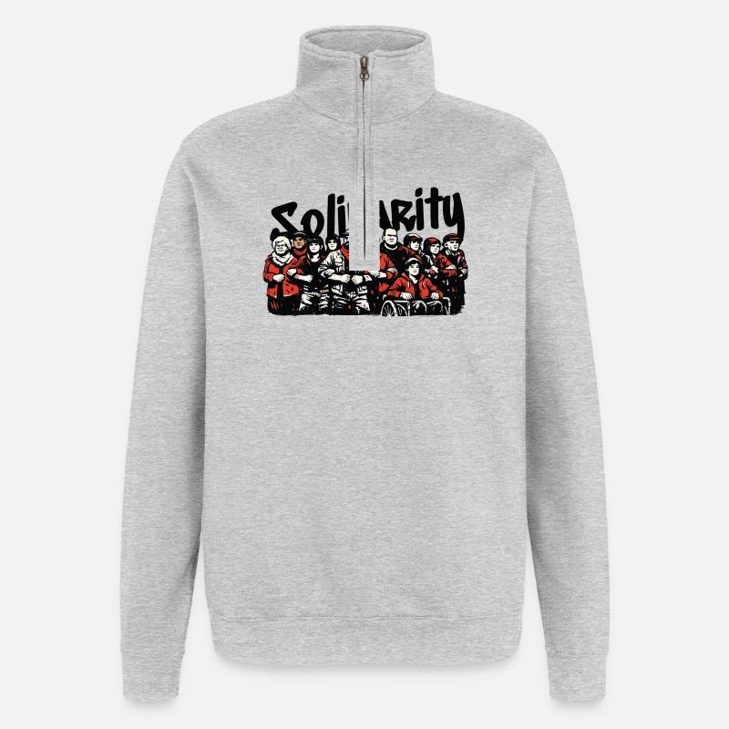 Solidarité communautaire antifasciste - Sweat à zip 1/4 - gris chiné