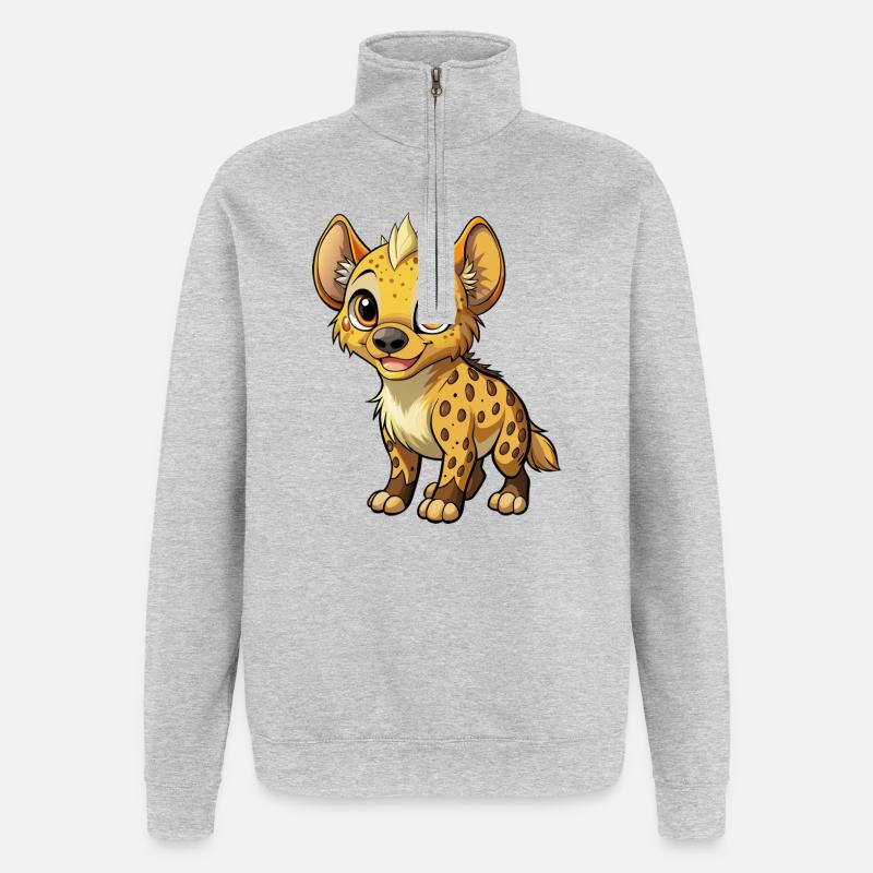 Bébé hyène - Sweat à zip 1/4 - gris chiné