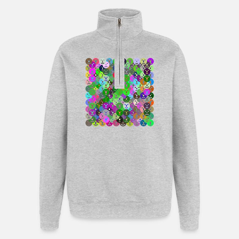Gesichter Collage - Quarter-Zip-Sweatshirt - Grau meliert