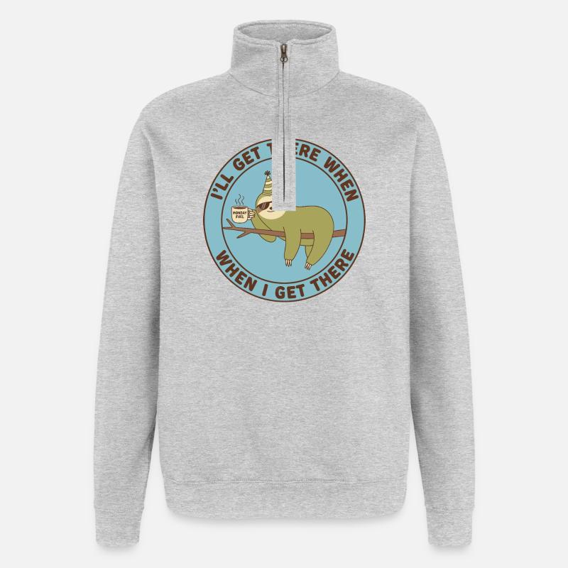 Sloth Monday Fuel Décontracté - Sweat à zip 1/4 - gris chiné