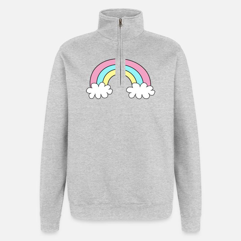 Image de l’Enfant Arc-en-ciel - Sweat à zip 1/4 - gris chiné