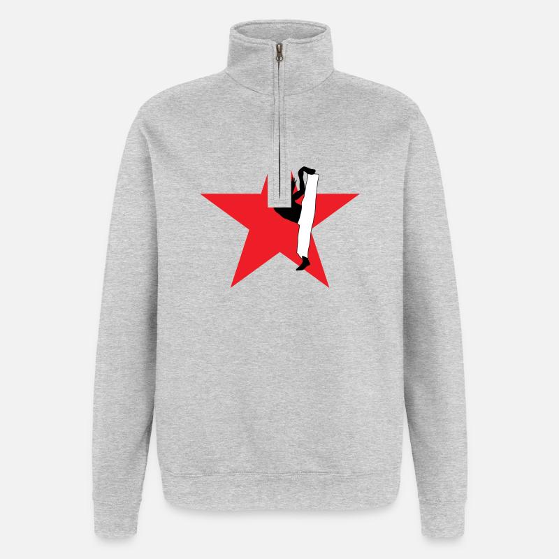 Capoeira - Combat - Danse - Sweat à zip 1/4 - gris chiné