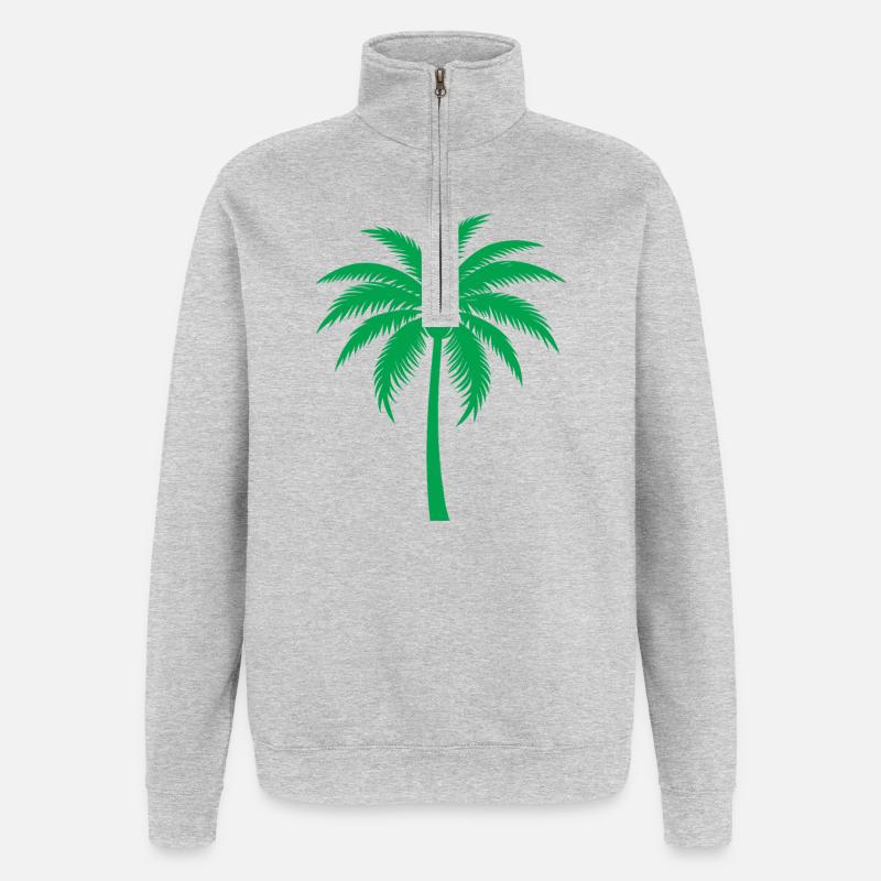 Palm tree - Quarter-Zip Sweatshirt - heather grey