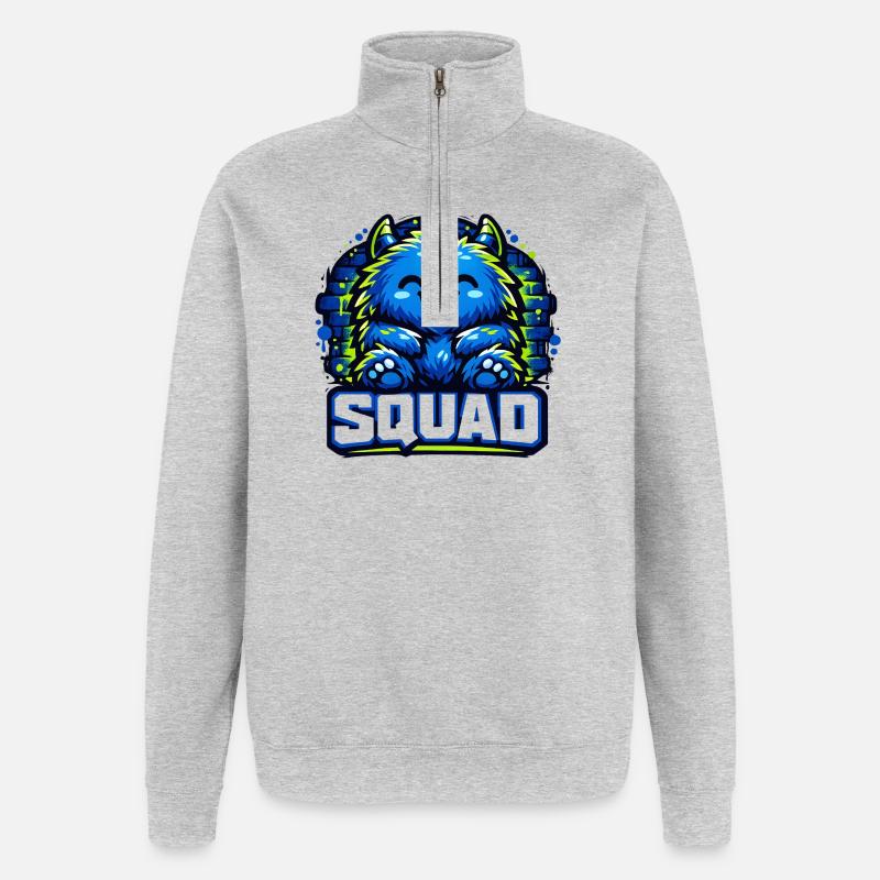 Logo de l’escouade de monstres bleus - Sweat à zip 1/4 - gris chiné