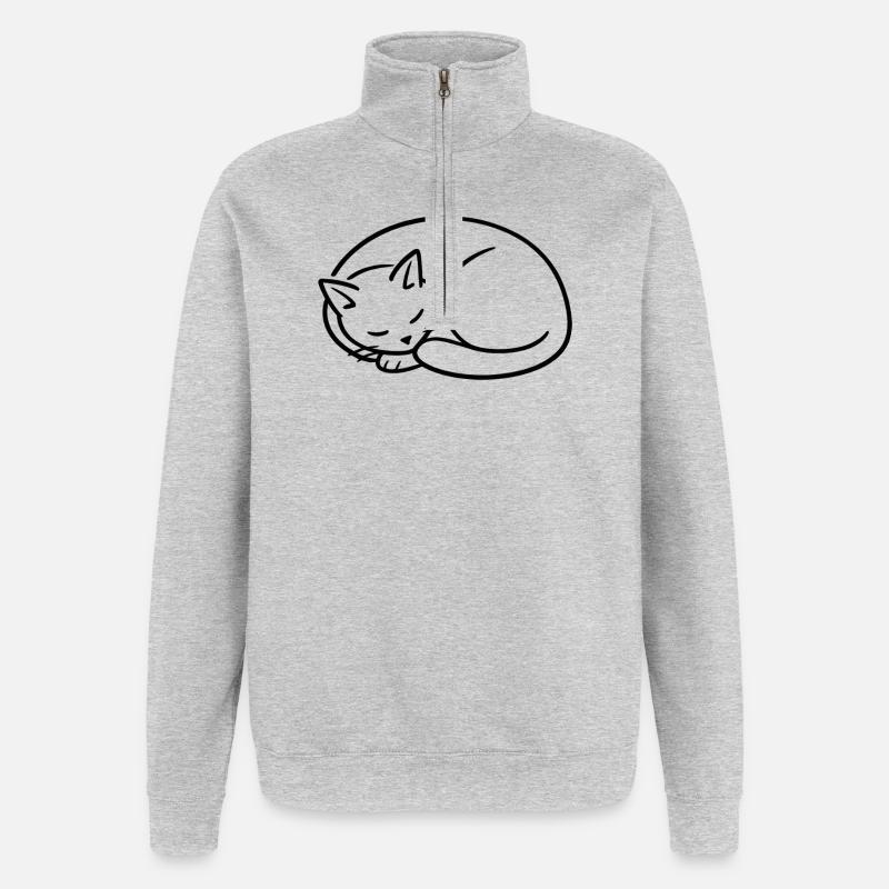 Sleeping Cat Line Study - Quarter-Zip Sweatshirt - heather grey
