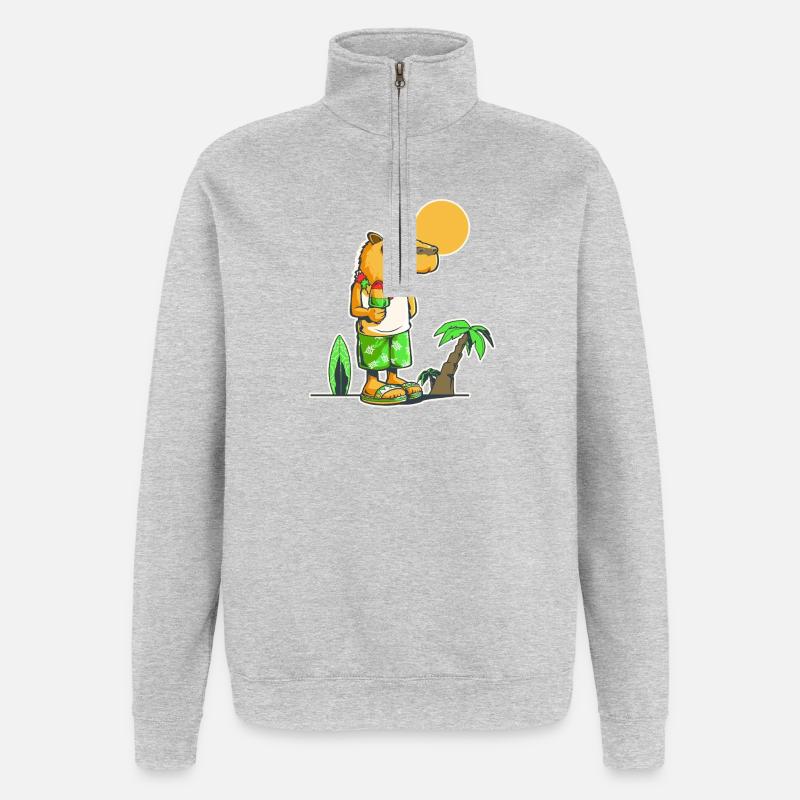 Capybara am Strand - Quarter-Zip-Sweatshirt - Grau meliert