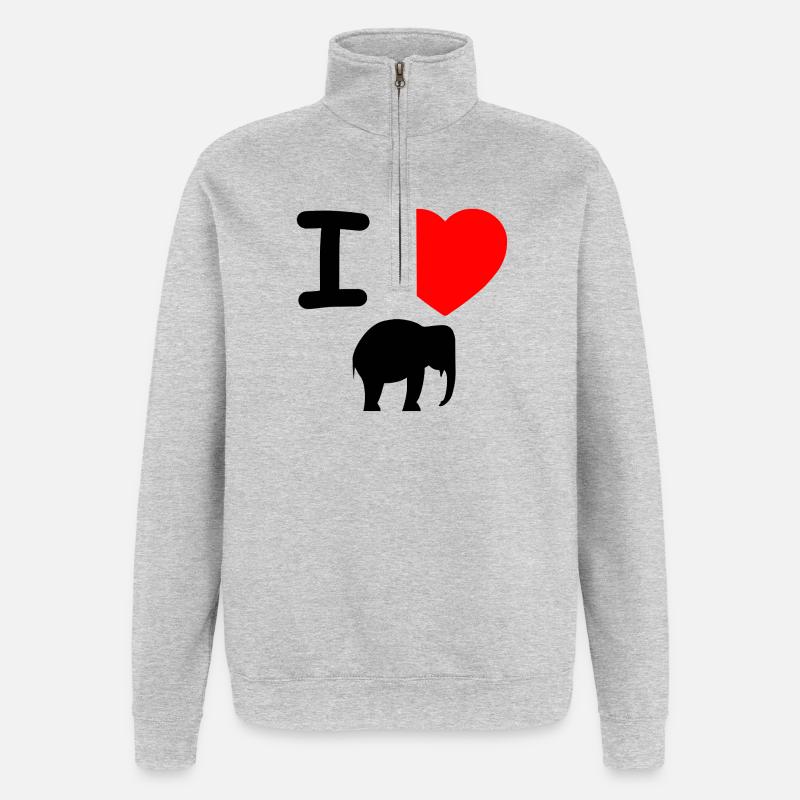 Elefant - Quarter-Zip-Sweatshirt - Grau meliert